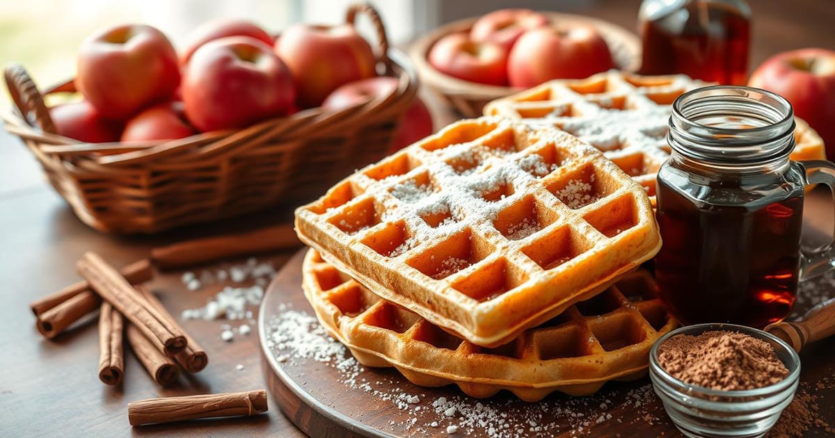 Featured image for Apple Cinnamon Waffles Recipe