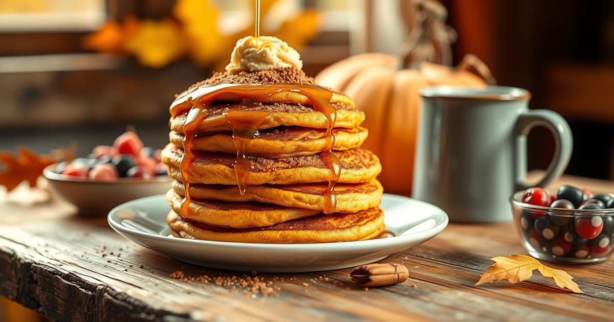 Featured image for Fluffy Pumpkin Spice Pancakes: Fall Breakfast Favorite