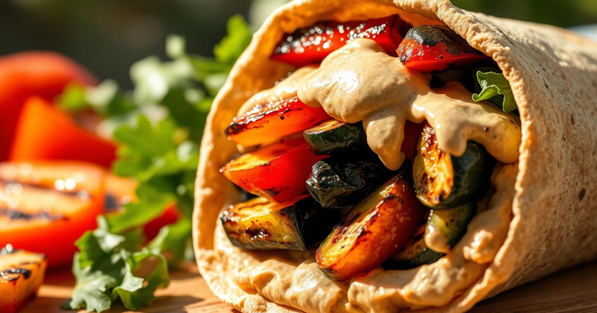 Featured image for Grilled Veggie Wrap with Hummus