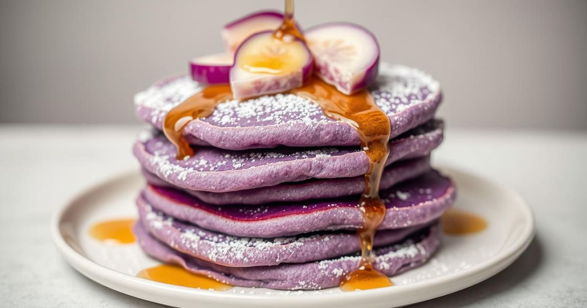 Featured image for Ube Mochi Pancakes Recipe