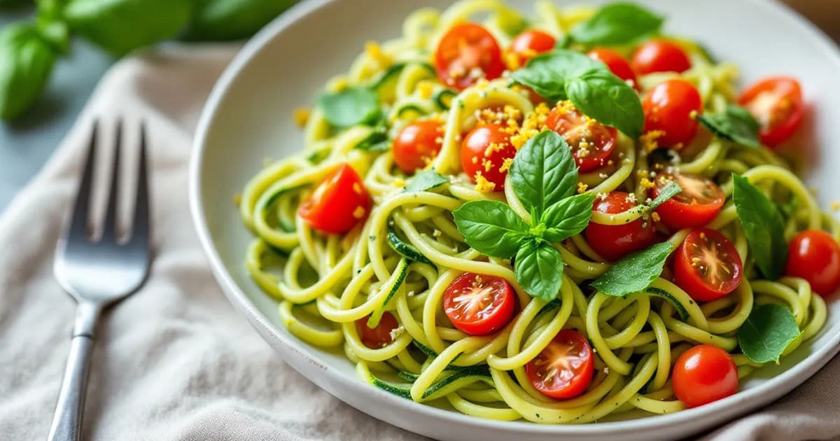 Featured image for Zucchini Noodles with Avocado Pesto Recipe
