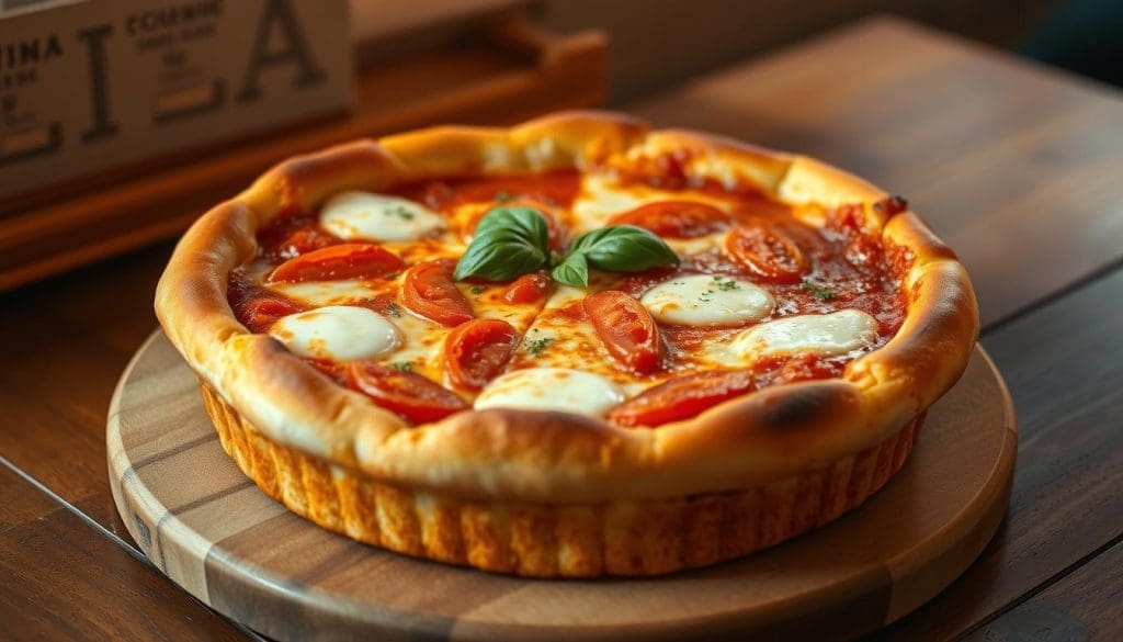 Chicago-style deep dish pizza