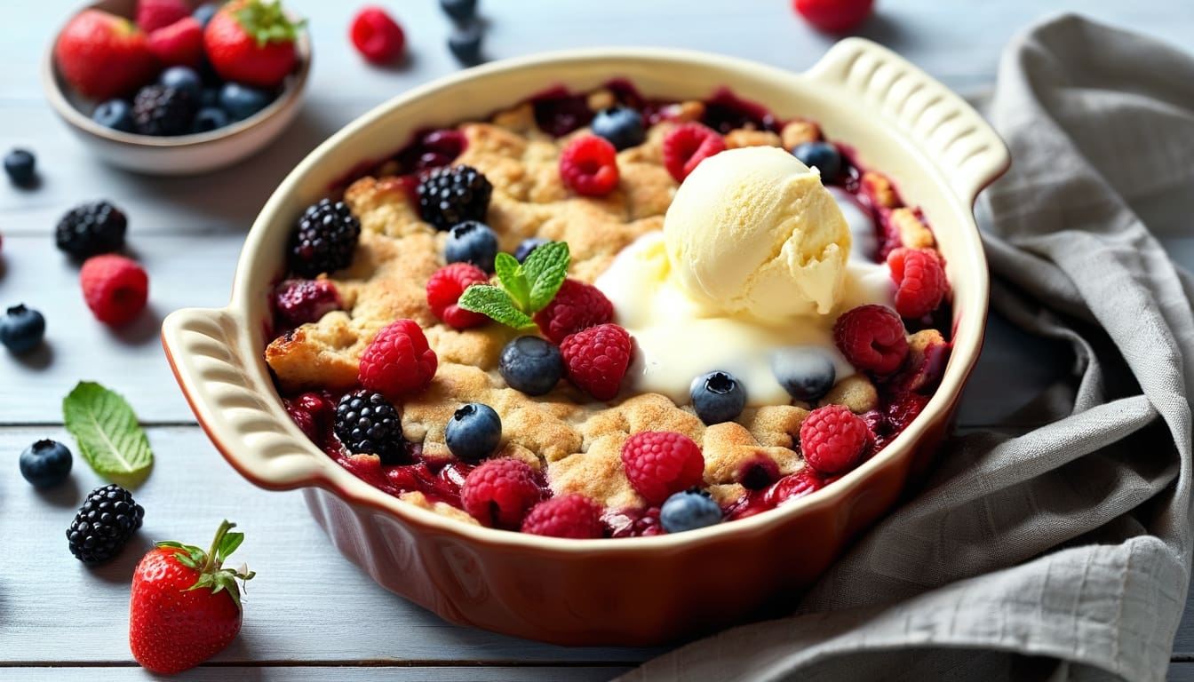 Summer Berry Crumble Recipe with Fresh Fruit 1